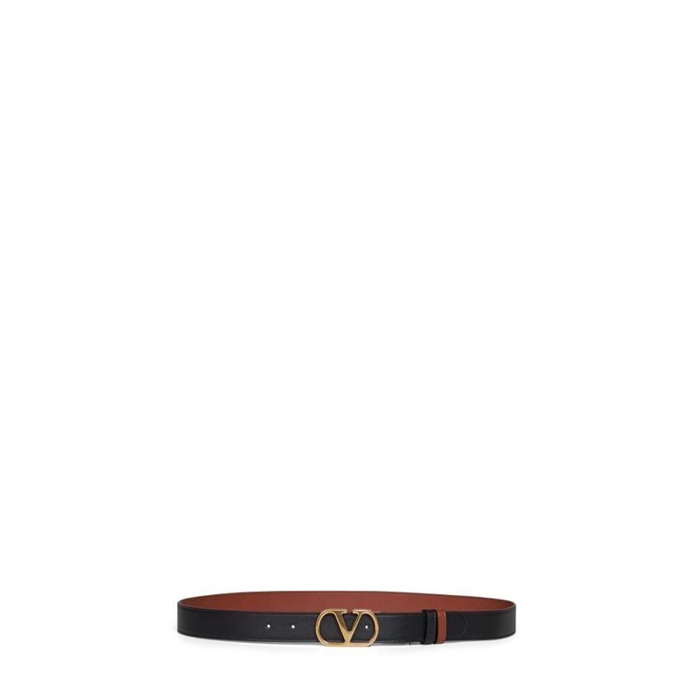 Valentino Garavani Men Black And Deep Caramel Vlogo Signature Reversible Belt